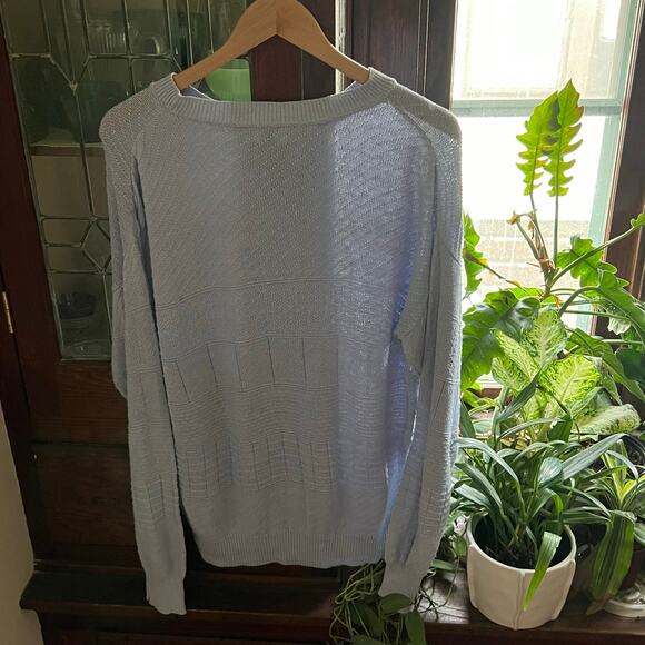 Vintage Gloria Vanderbilt Knit Sweater Size L Lilac Pointelle Crewneck Women 80s - Picture 8 of 16